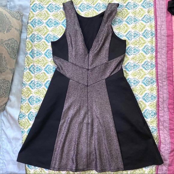 BCBGMaxAzria Joan of Arc Stretchy Skater Dress w/ Metallic Silver “Armor” Panels - Picture 9 of 10